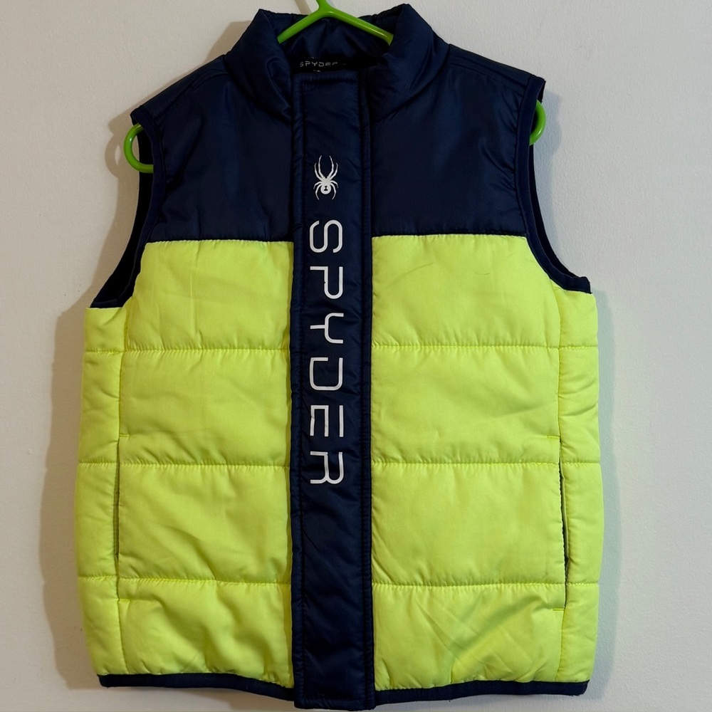 Spyder Kids Puffer Vest 3T Neon Yellow/Green & Navy Blue